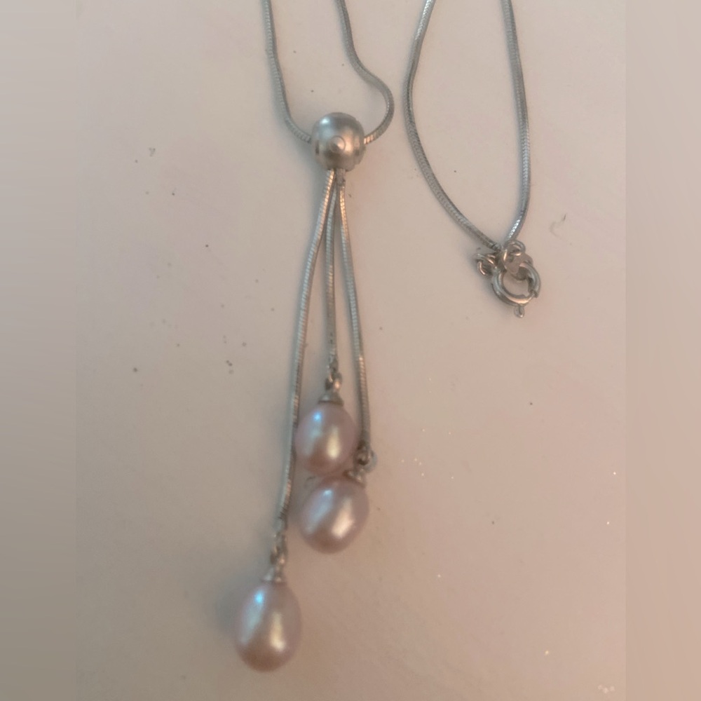 Pearl drop Silver Necklace